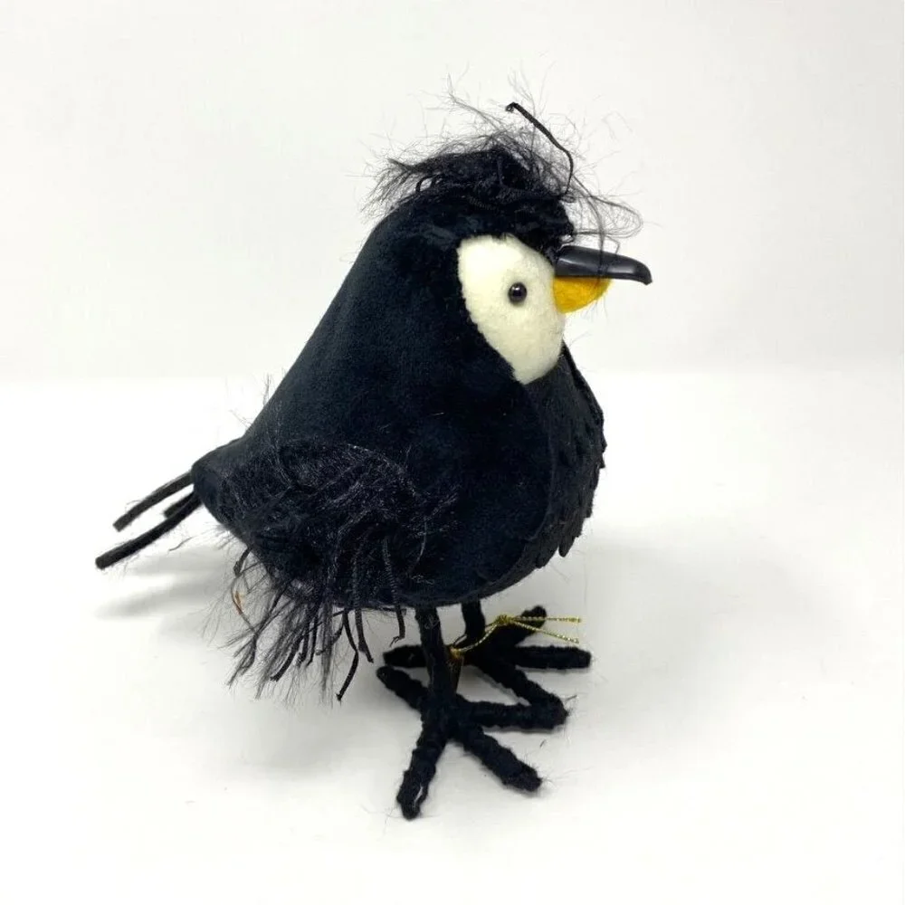 Midnight Raven Featherly Friends Bird Halloween Decorative Figurine - Hyde & EEK